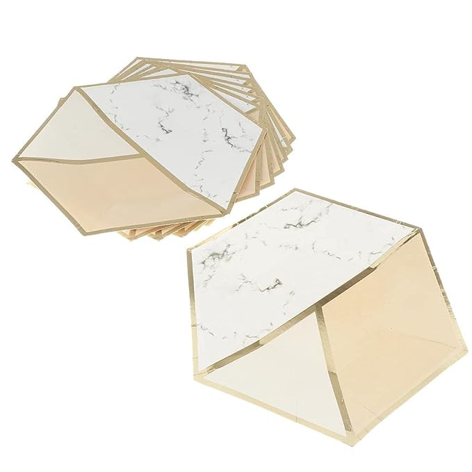 Rose Gold Hexa Shaped Plates 9" - 10PC