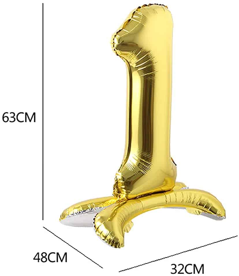 Gold Numerical 1 Balloon w/Stand