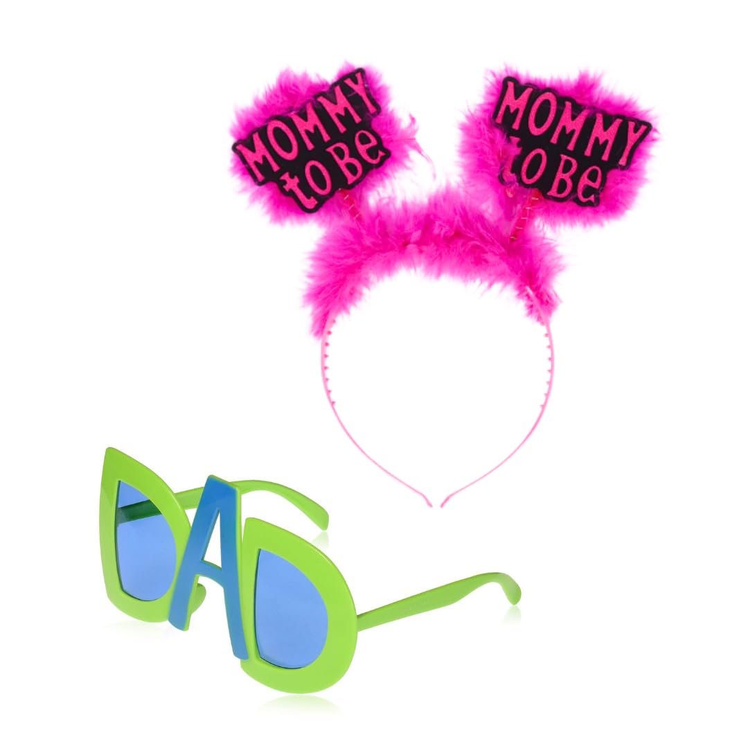 Baby Shower Decoration Items Mom to Be Headband and Dad to Be Sunglasses 2pcs