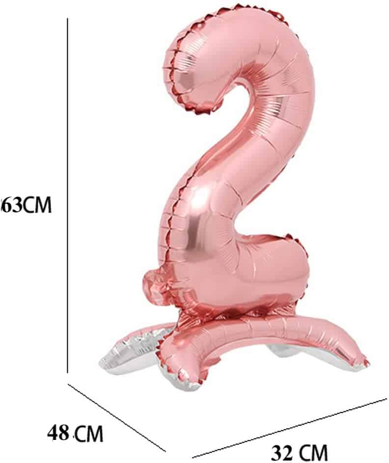 Rose Gold Numerical 2 Balloon w/Stand