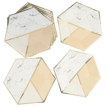 Rose Gold Hexa Shaped Plates 9" - 10PC