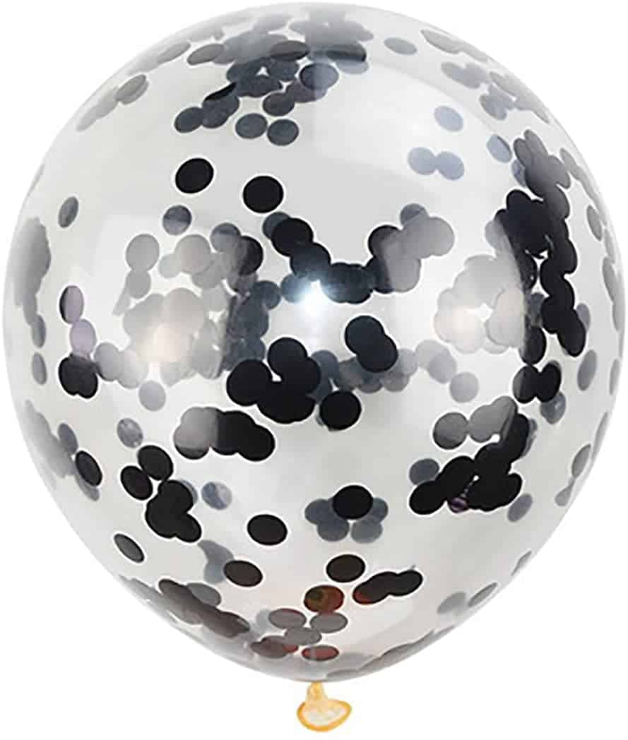 Transparent Balloons with Black Confetti 12" - 5PC