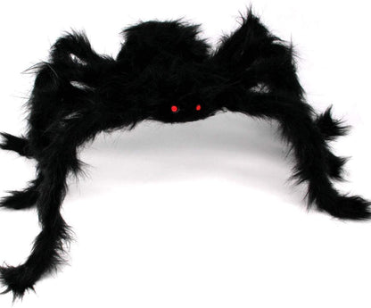 Halloween Outdoor Decorations Hairy Spider, Large Black Spider, Scary Spider with Red Eyes - 1PC