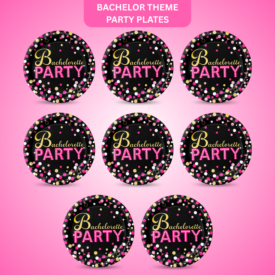 Bachelorette Party Metallic Dessert Plates 7 Inch – Pack of 8
