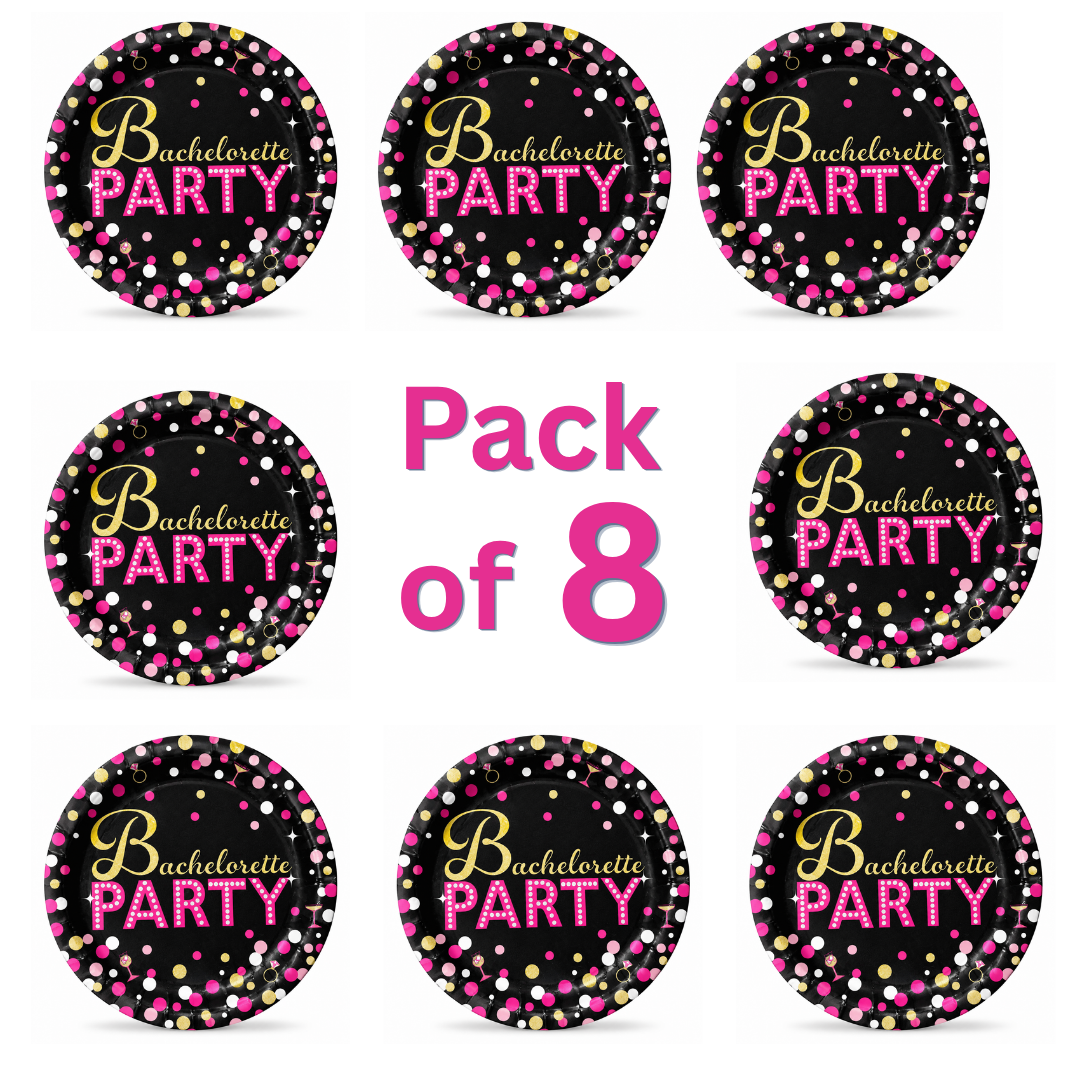 Bachelorette Party Metallic Dessert Plates 7 Inch – Pack of 8