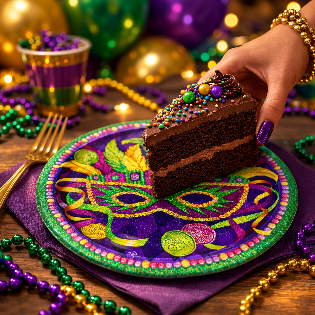 Masquerade Party Prismatic Lunch Plates 9 Inch - Mardi Gras Theme Paper Plates - 8 Pc