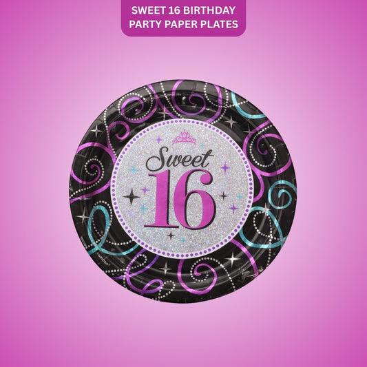 Sweet 16 Birthday Party Paper Plates - 9 inches - 8PC