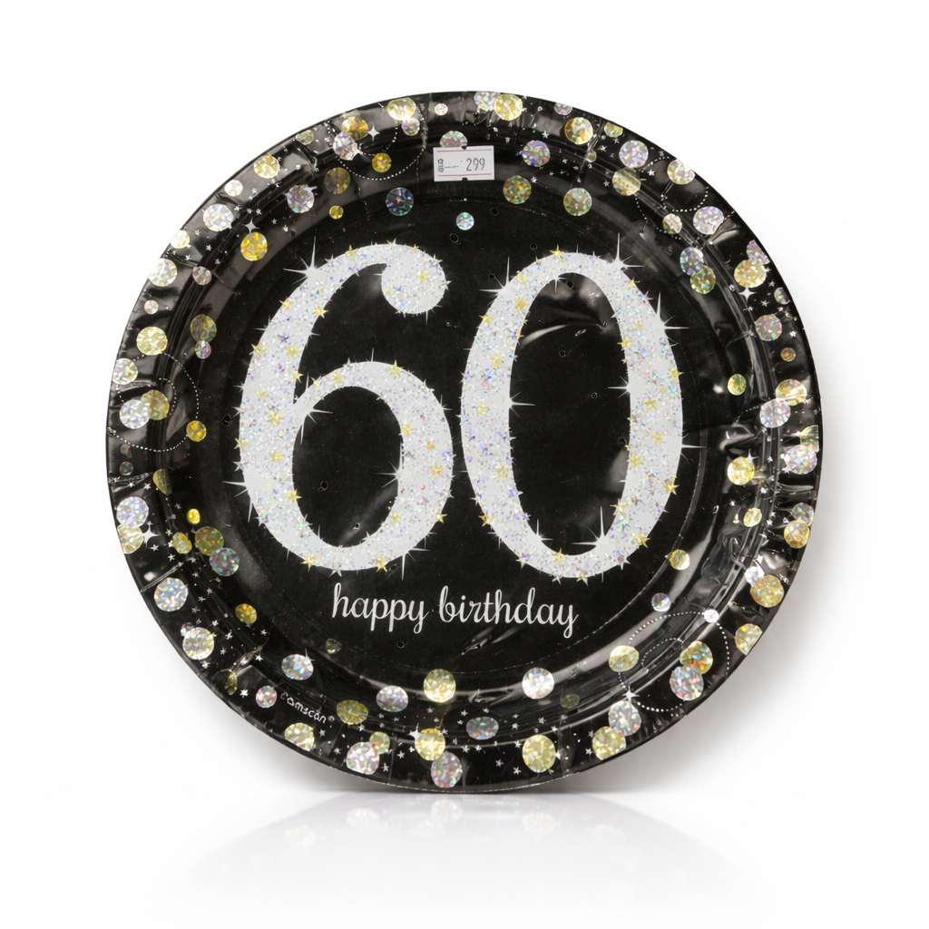 Happy 60 Birthday Party Paper Plates - 9 inches - 8PC