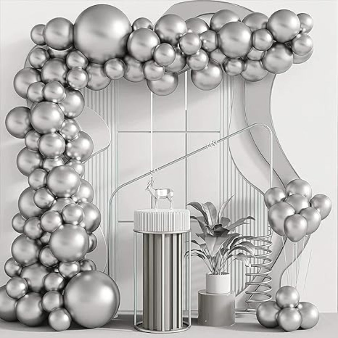 Silver Bladder Balloon - Helium Or Air Filled - 36 inches  - 1PC