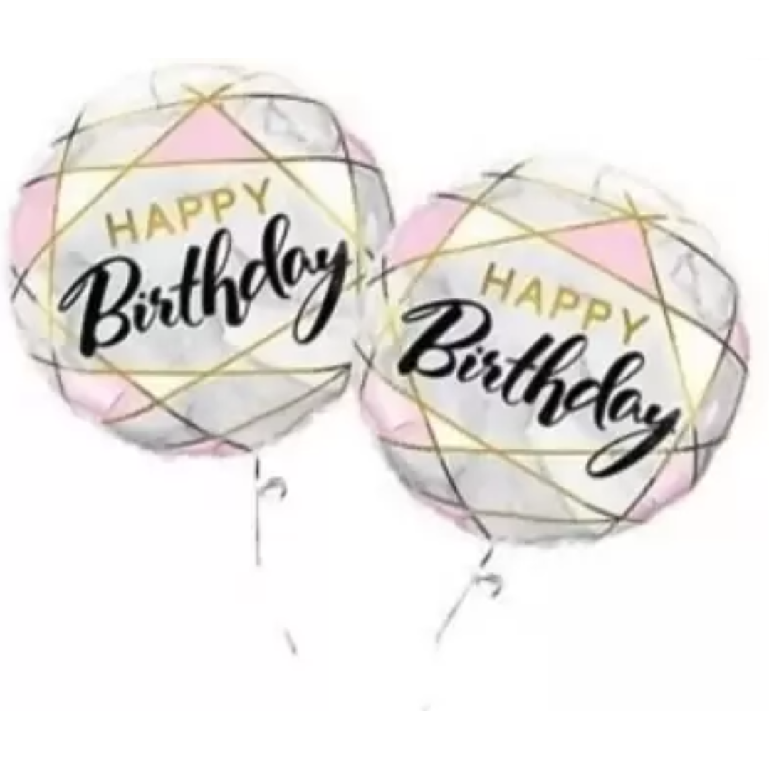 Marble Print Happy Birthday Balloons - 5PC