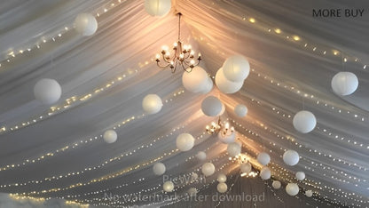 White Paper Lantern Hanging Decor Set – 5 Pcs