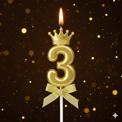 Golden Crown Numerical Candle No. 3