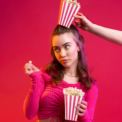 Striped Popcorn Holders Pink - 10PC