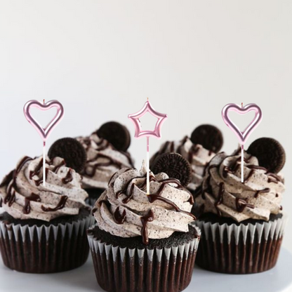 Rose Pink Heart & Star Shaped Stick Candle - 3 PC