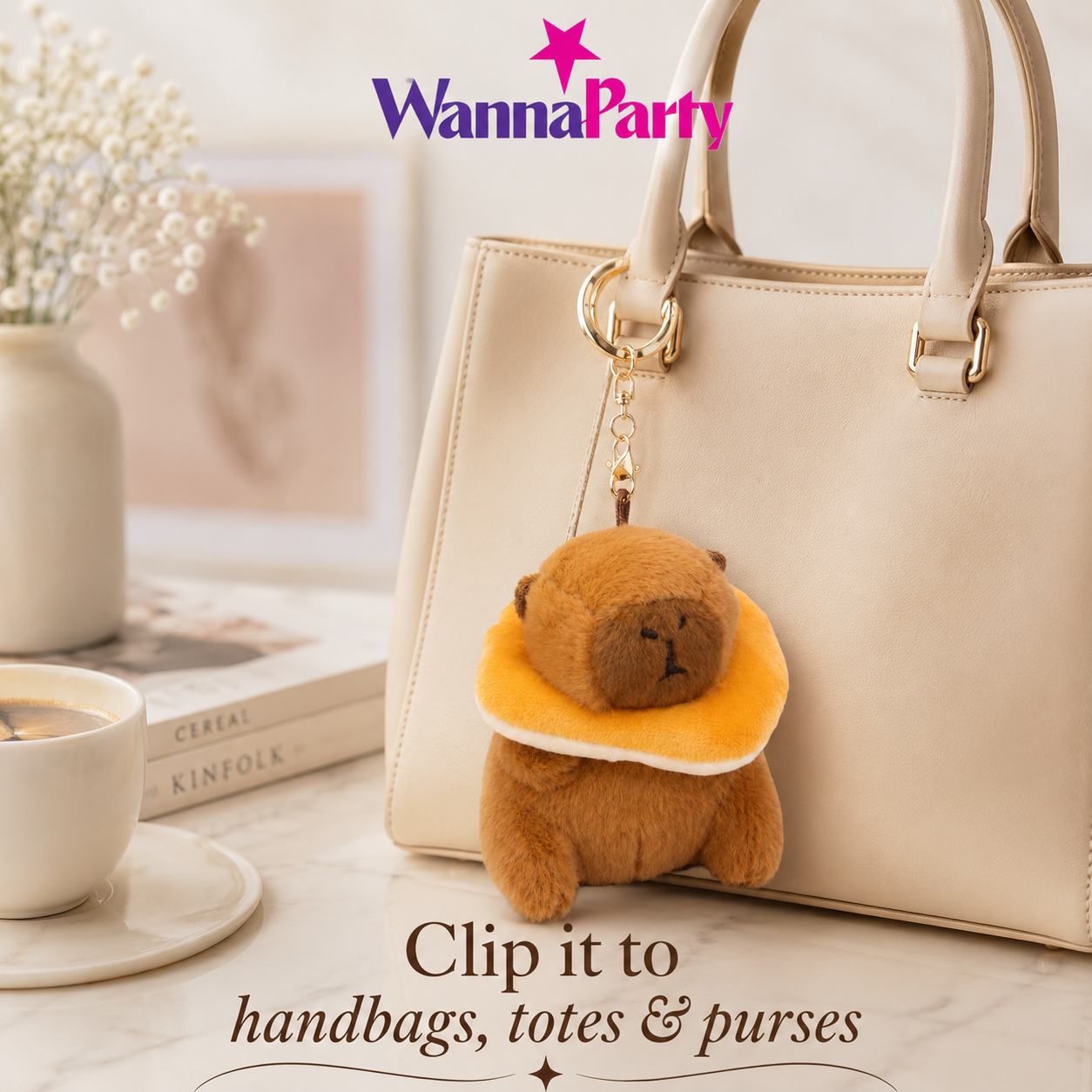 Capybara Neck Pillow Plushy Brown Key Chain - 1PC