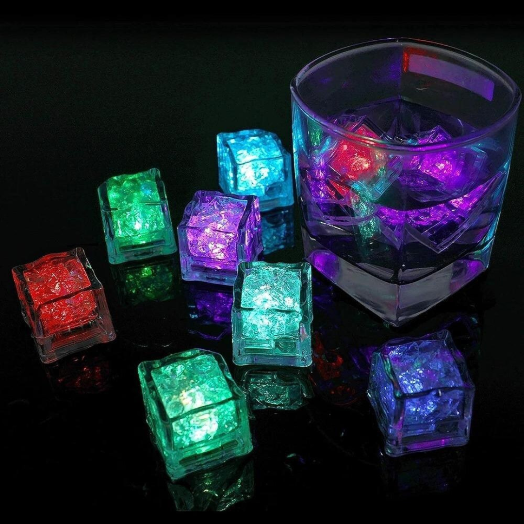 Multicolor Light Up LED Ice Shape Waterproof Colour Changing Cube Glow in The Dark Reusable Ice Cubes - 1PC