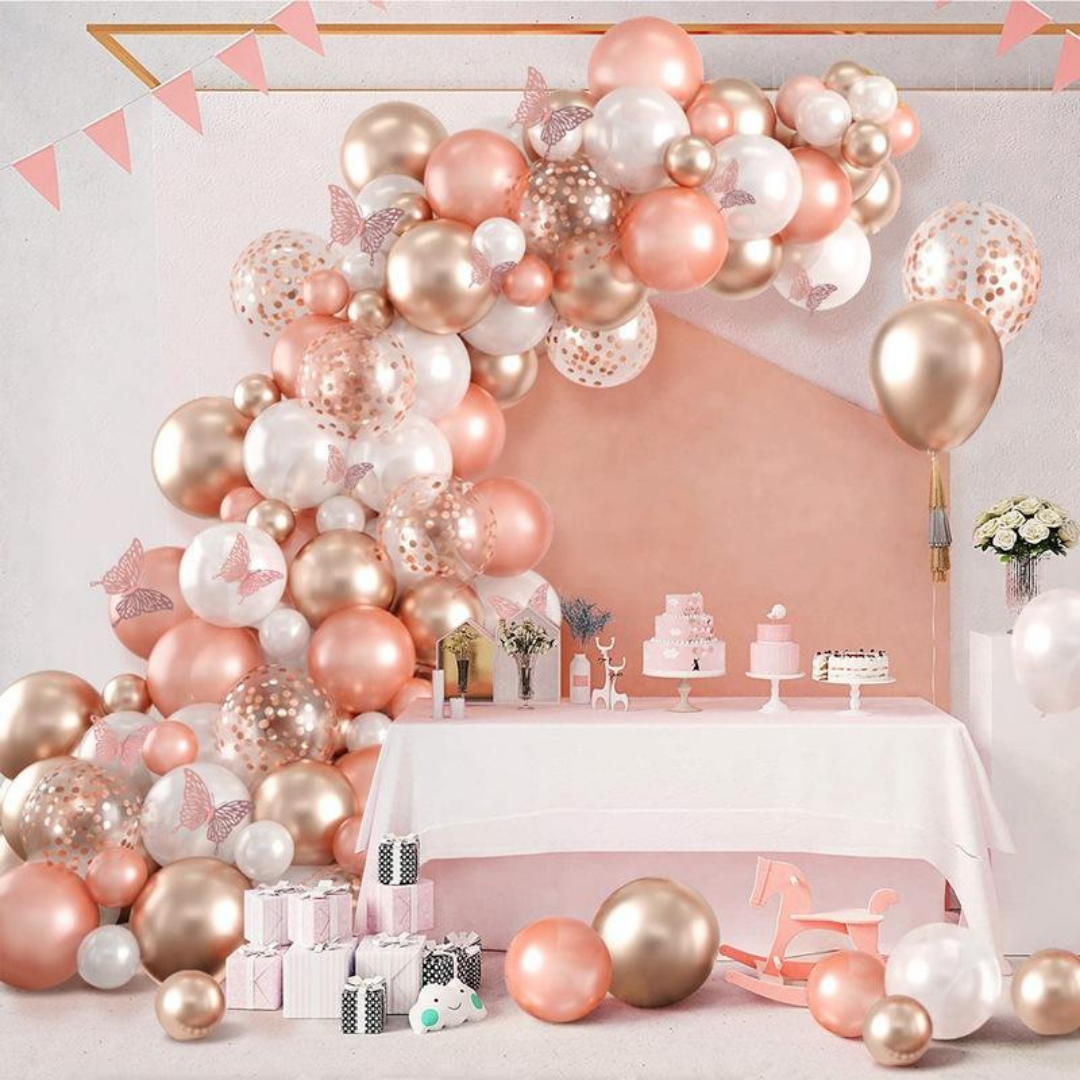 "Rose Gold Birthday Decor Set For Girls - 80PC "