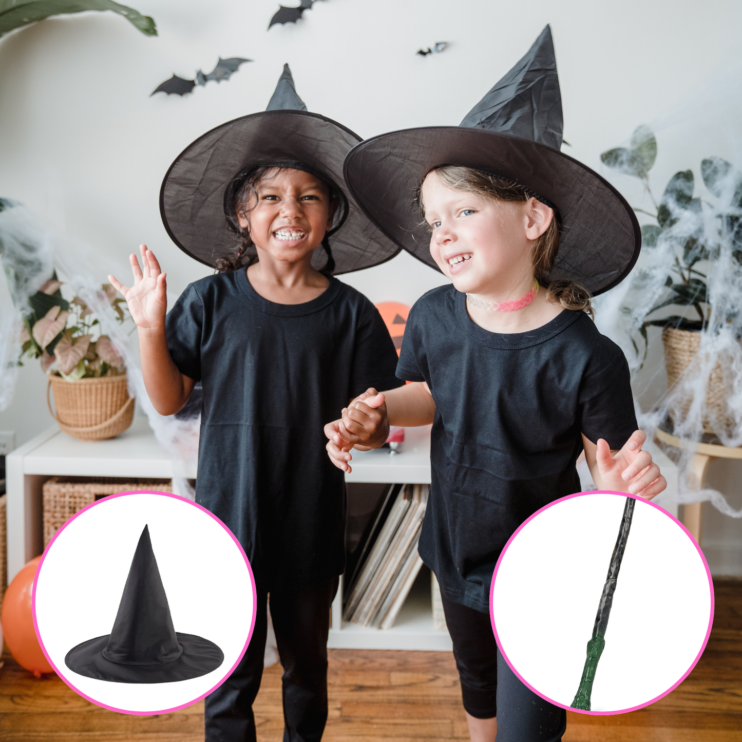 Black Witch Hat and Harry Potter Wand