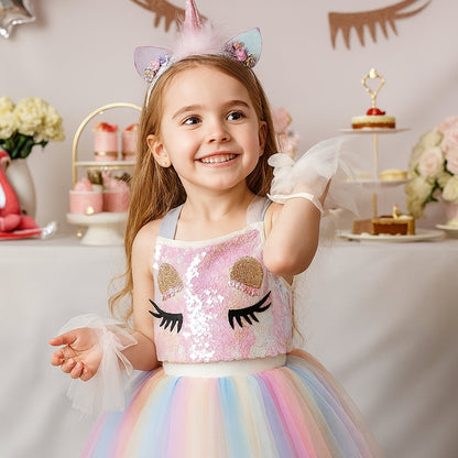 Unicorn Girls Costume w/Hair Band and Wings