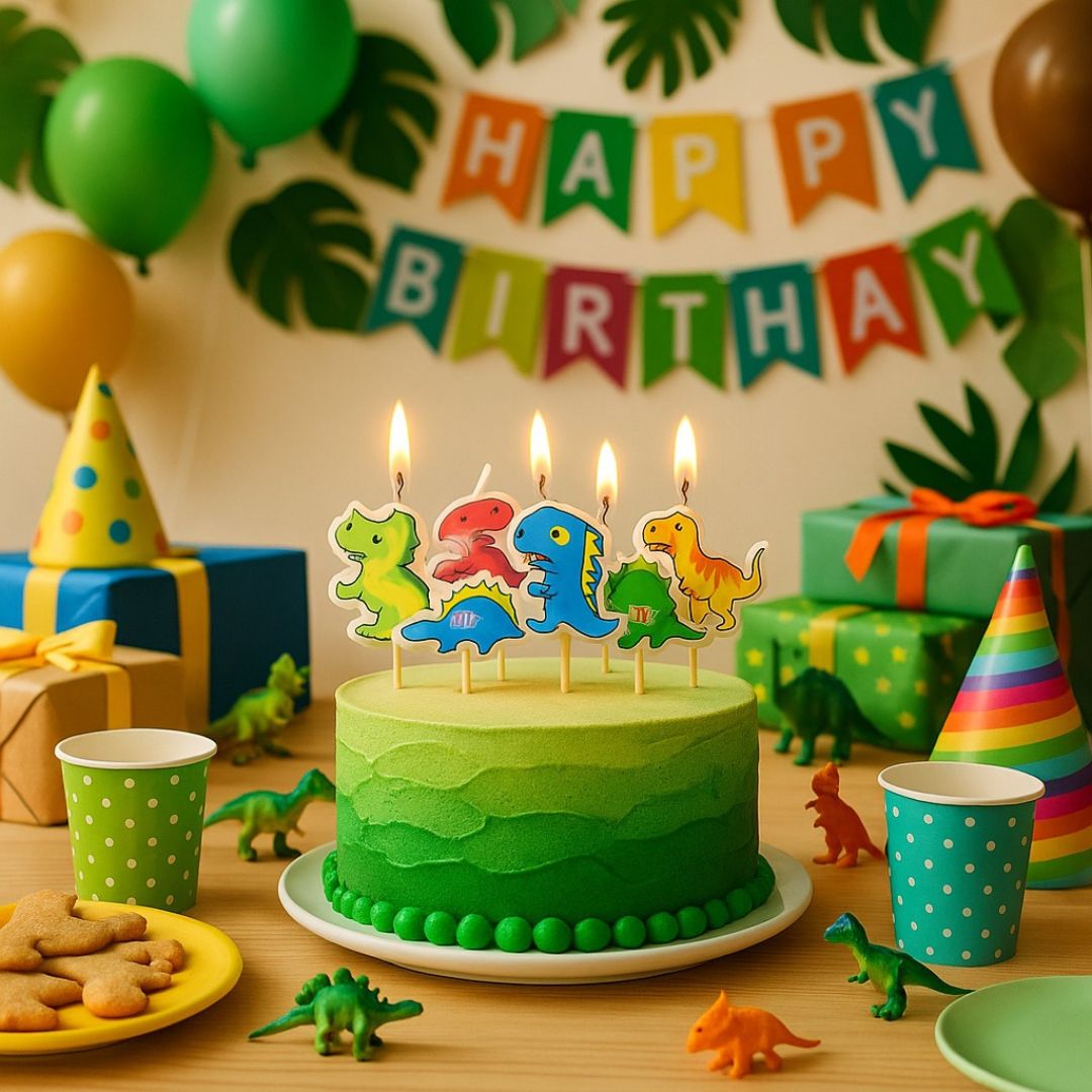 Dinosaur Theme Birthday Candles - 5Pc
