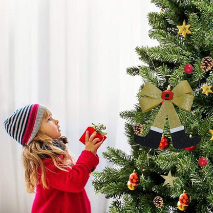 Glitter Christmas Bows with Santa Boots Golden 40C