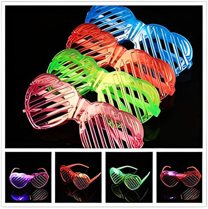 Set of 5 Light up Shutter Shades Heart, Led Neon Rave SunGlasses, Party Eyeglass, Flashing Sunglasses for Neon & Bachelorette Party Glow in Dark Christmas Party Sunglasses (Assorted Colors)