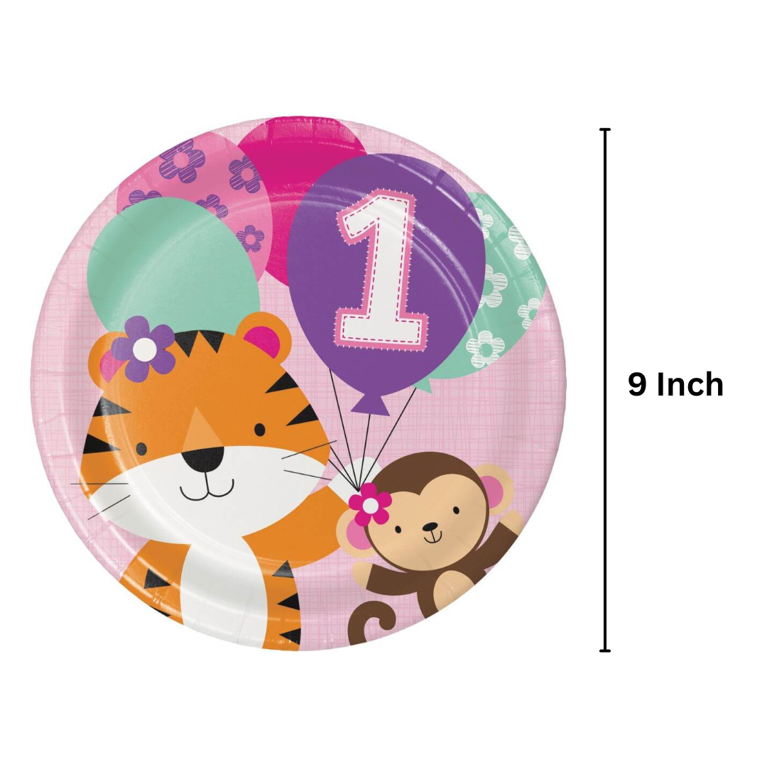 Happy 1st Birthday Party Paper Plates - 9 inches - 8PC