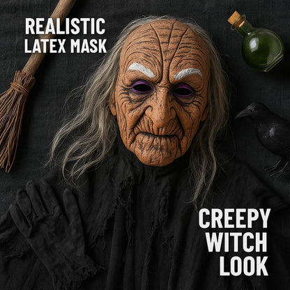 Realistic Old Woman Latex Halloween Mask  - 1PC