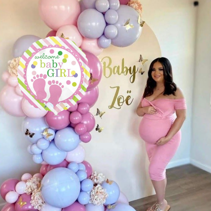 It's a Girl Round Polka Dot Feet Blue 18"