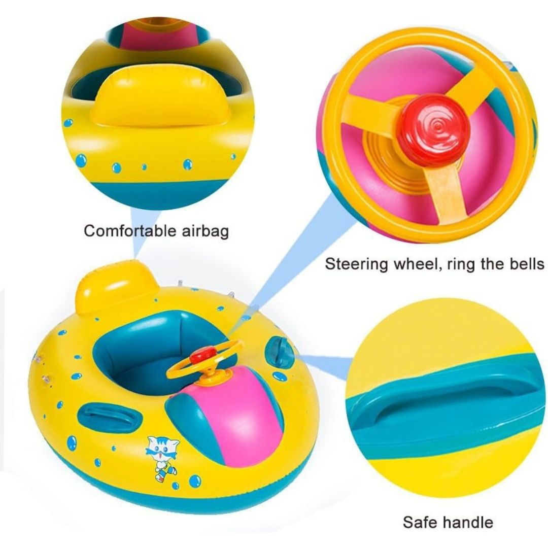 Inflatable Cars Pool Float with Canopy for Kids - 1PC