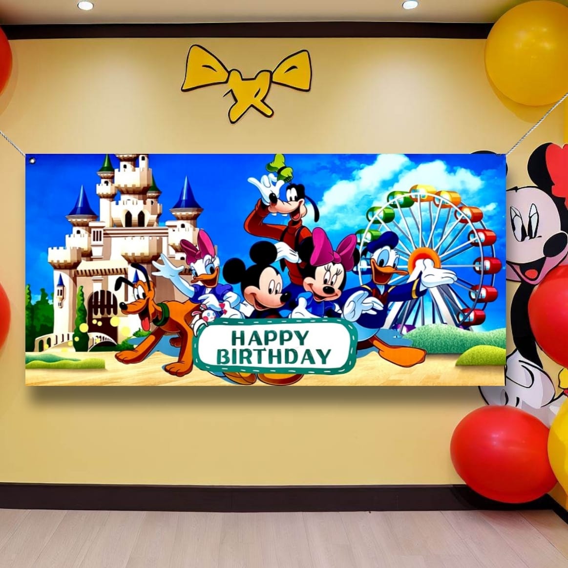 Disney Clubhouse Birthday Banner For Wall/Glass/Window Decoration - 4FT X 2FT