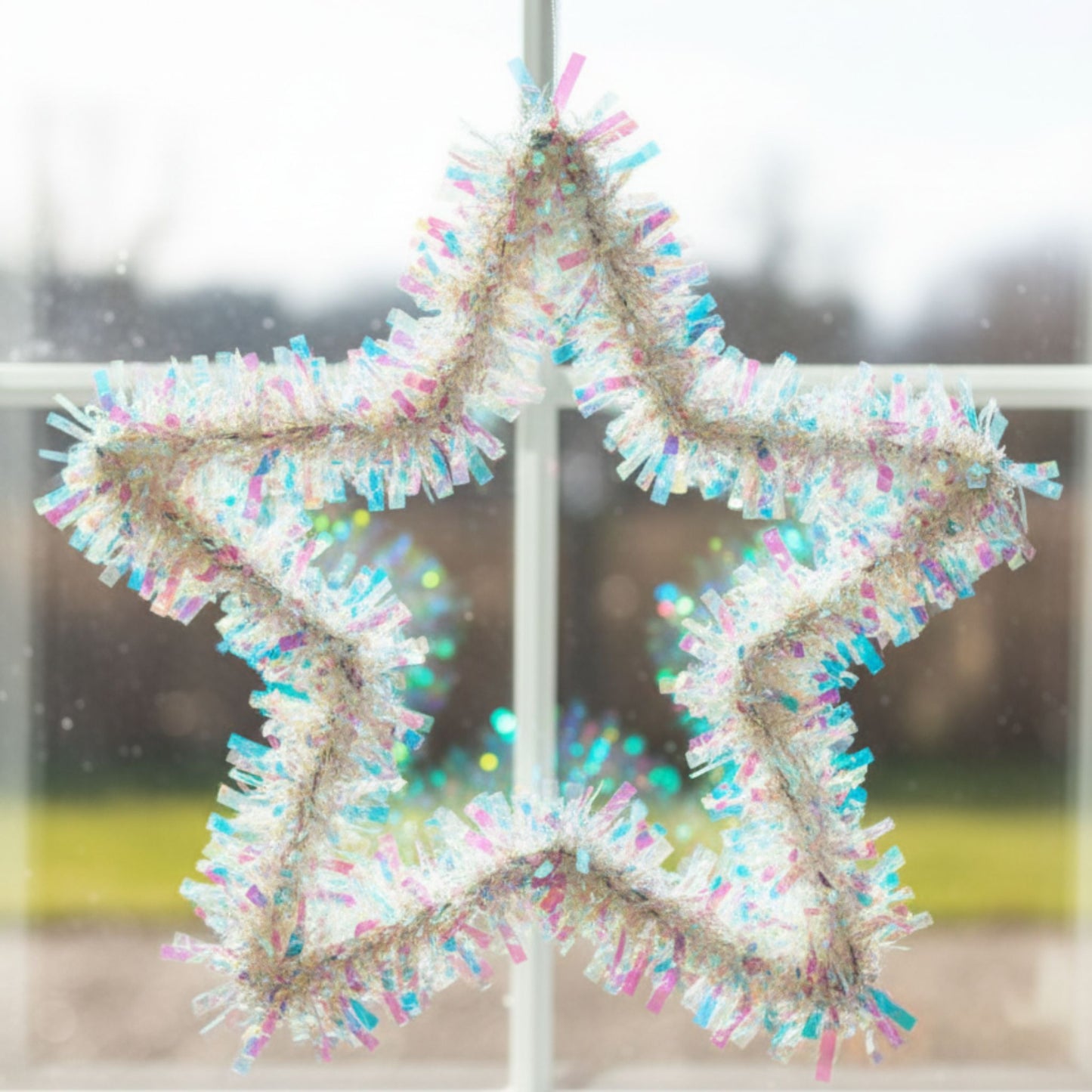 Iridiscent Star Shaped Wreath 24"