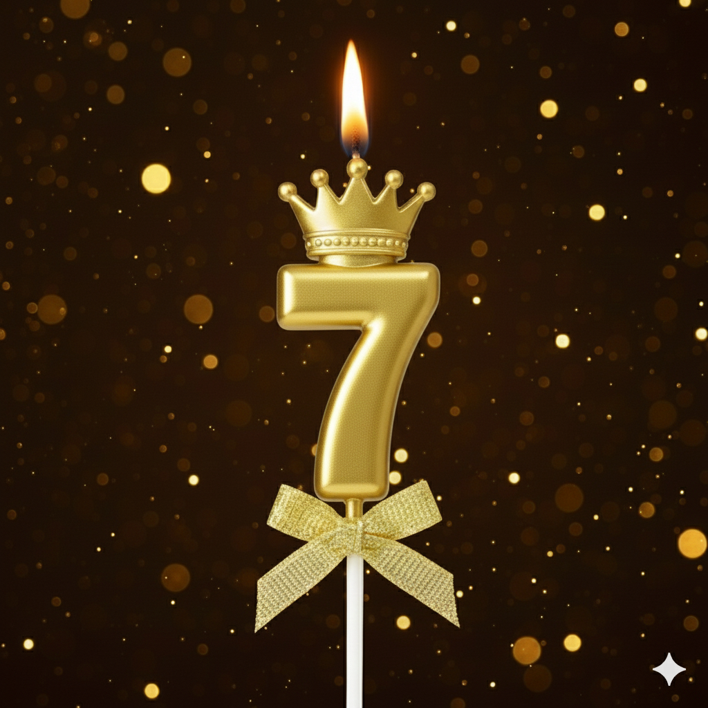 Golden Crown Numerical Candle No. 7