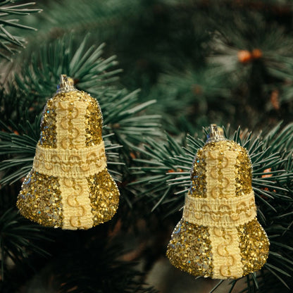 Christmas Tree Ornaments Golden Bell Tree Hanging - Set of 2