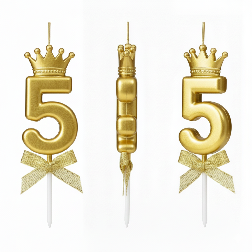 Golden Crown Numerical Candle No. 5