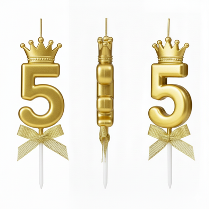 Golden Crown Numerical Candle No. 5
