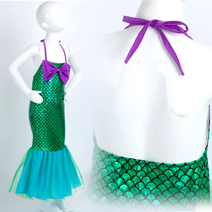 Mermaid Dress for Kids w/ Fish Scale Print - Size - M - Age 5-7 YRS