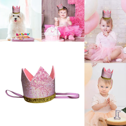 Kids Crown Pink Cap w/Pull Elastic &amp; Customizable