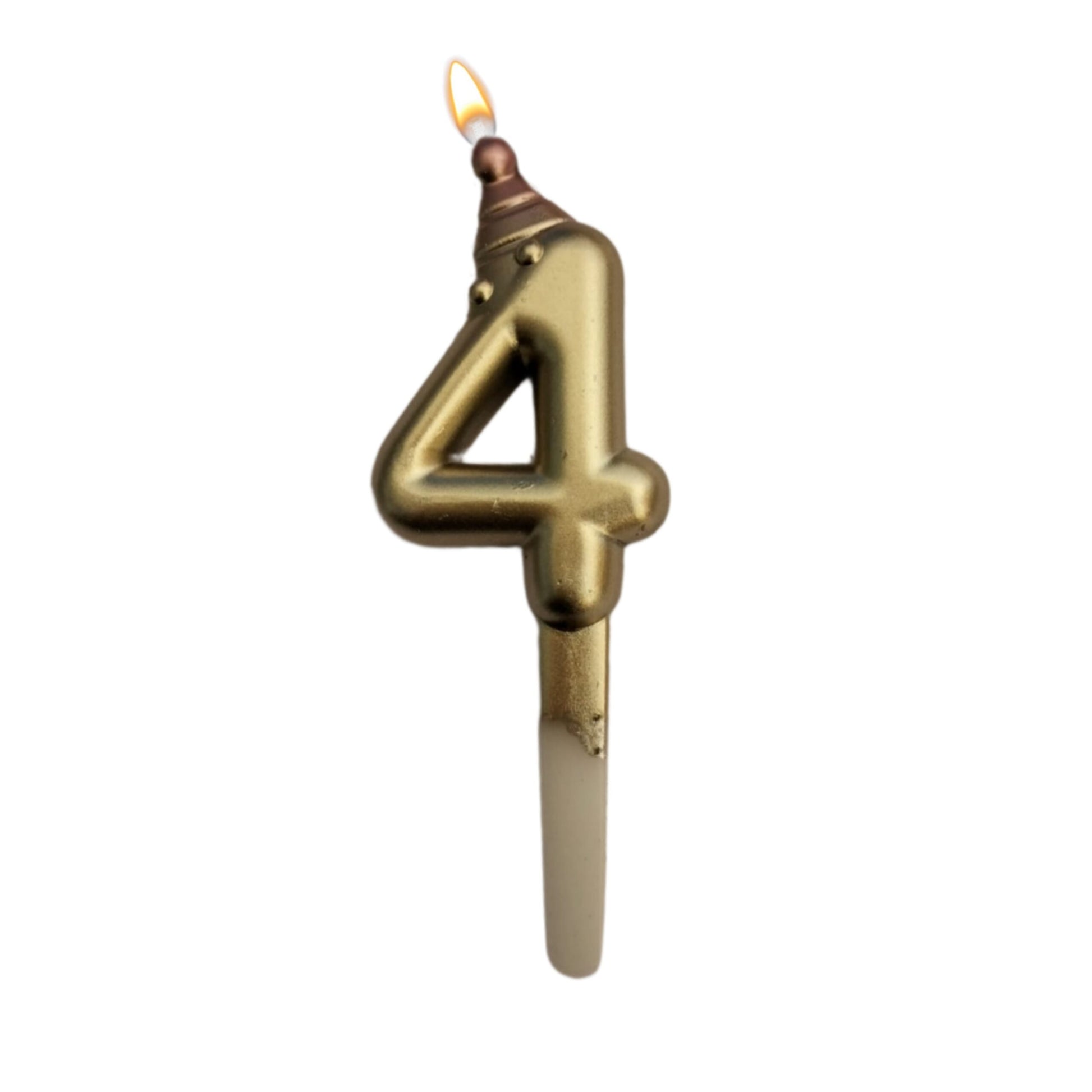 Golden Numerical Candle 4 with Pink Hat