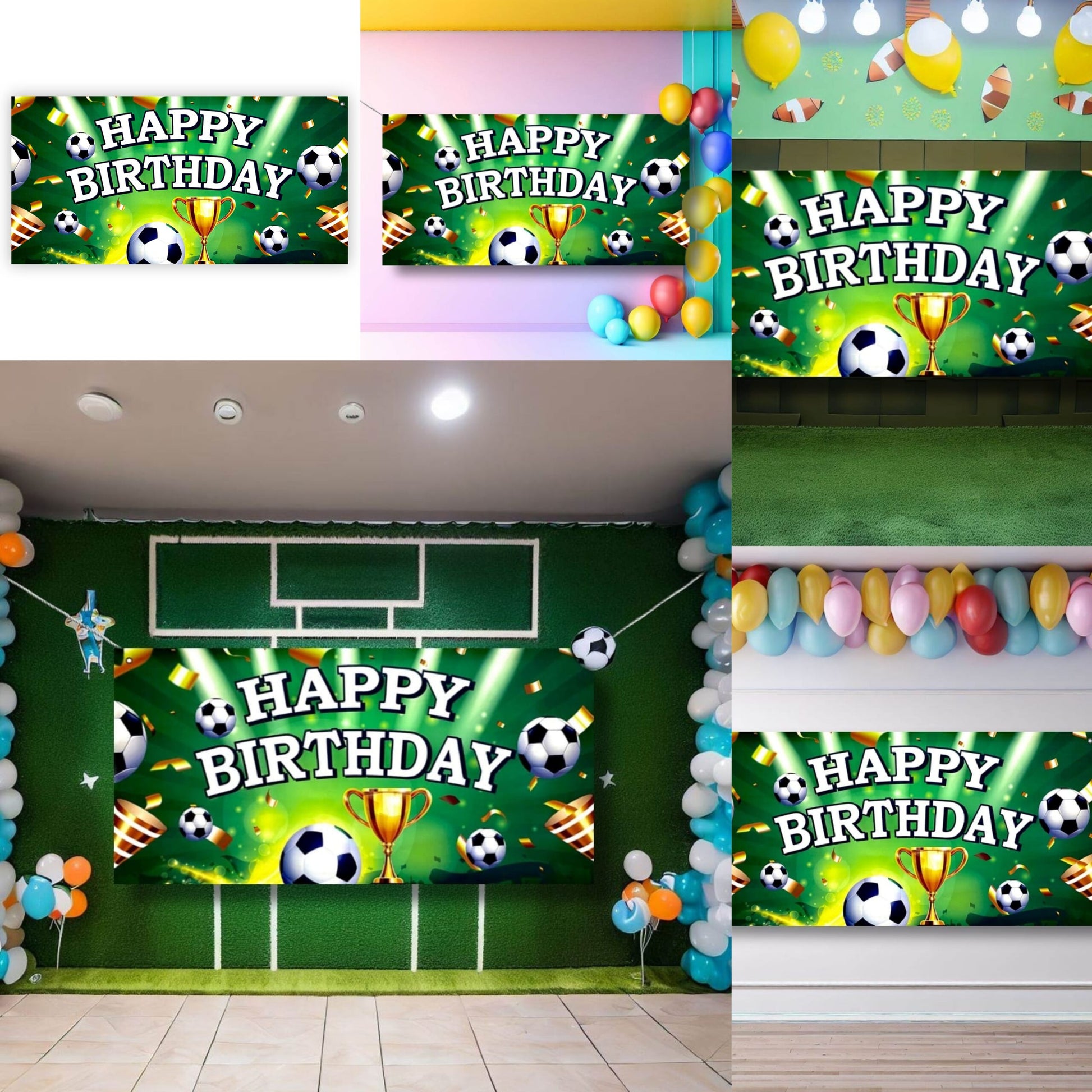 Happy Birthday Soccer Banner 4FT X 2FT