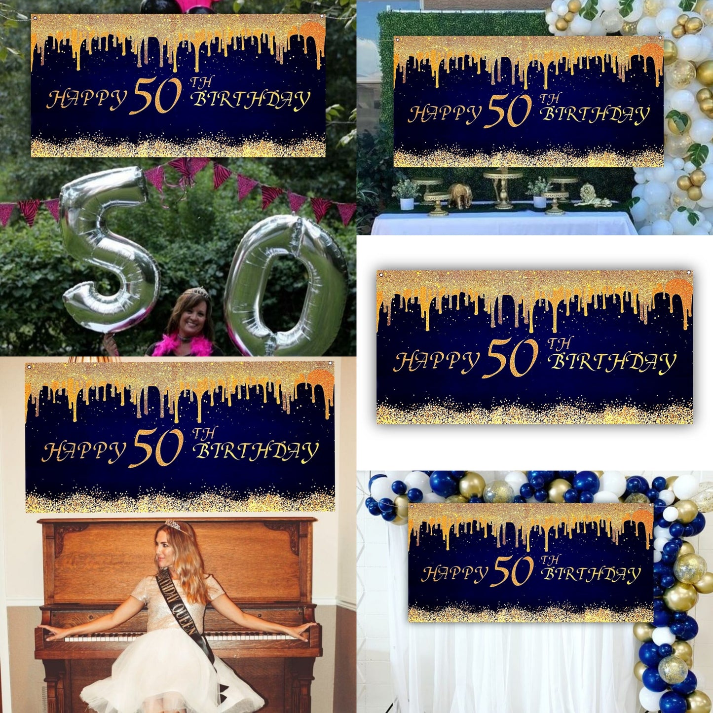 Happy 50th Birthday Banner - 4FT X 2FT