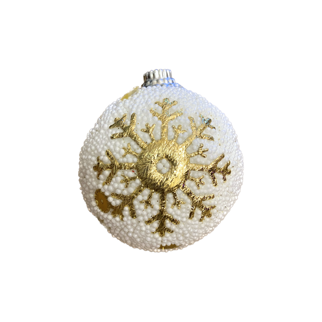 Christmas Tree Ornaments - Glitter Gold & White Balls - 20PC