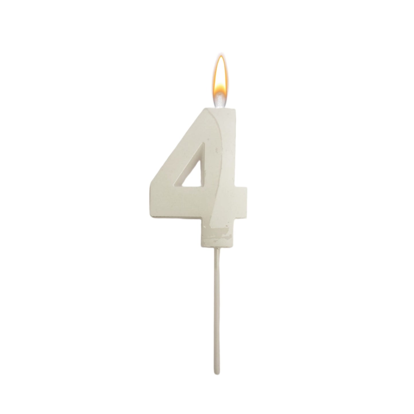 Metallic White Numerical No. 4 Stick Candle