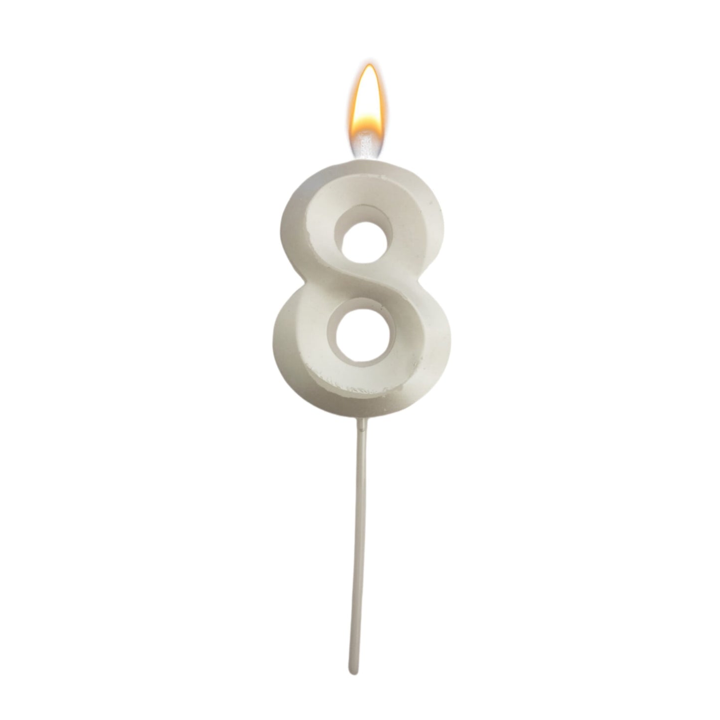 Metallic White Numerical No. 8 Stick Candle