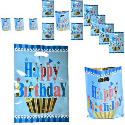 Happy Birthday Golden Cupcake Blue Aluminium Film