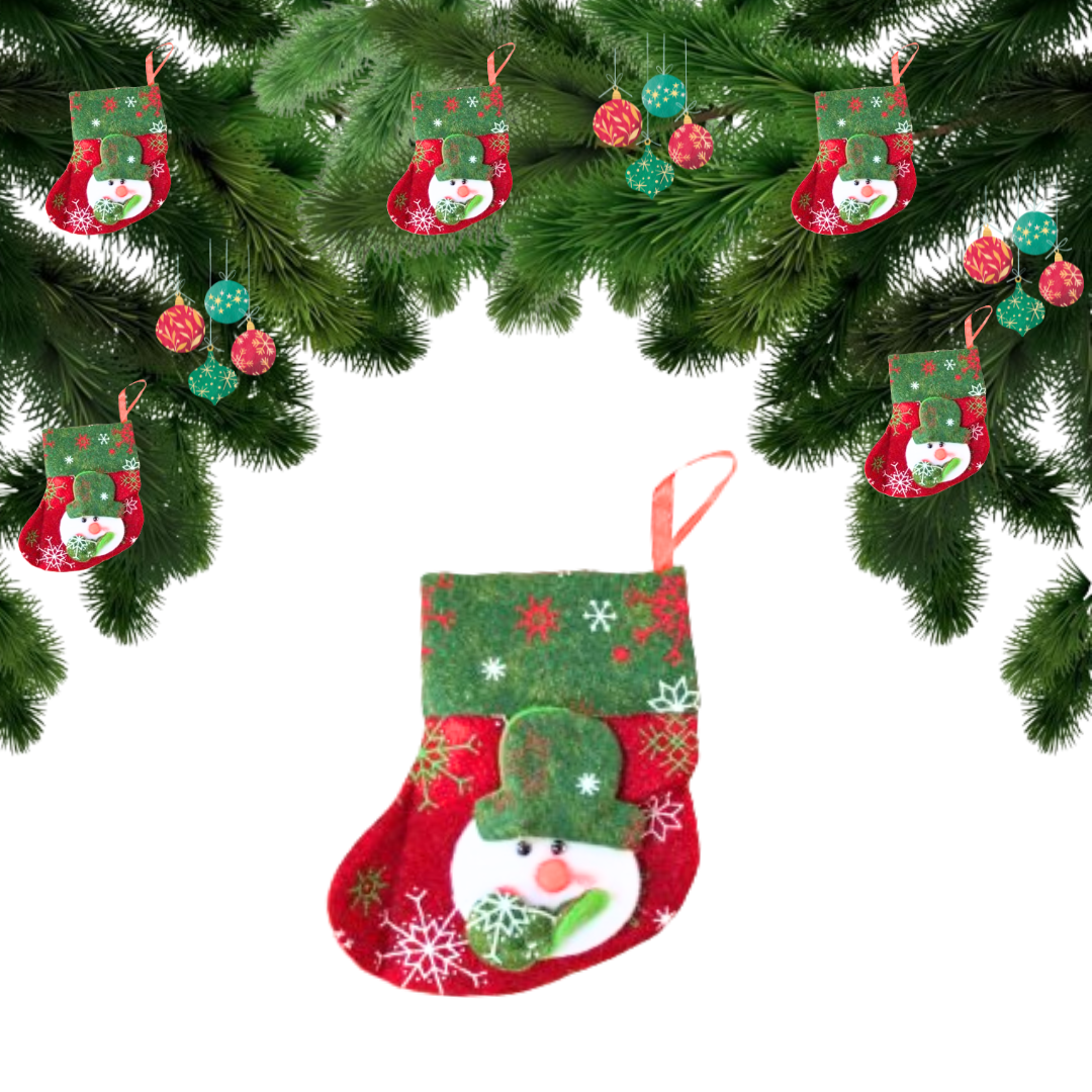 Red & Green Christmas Stockings With Santa - 1PC