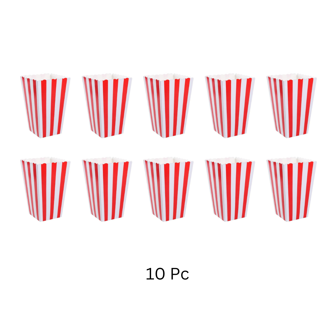 Striped Popcorn Holders Red- 10PC