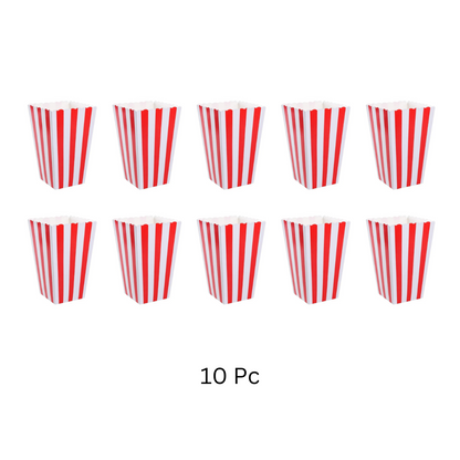 Striped Popcorn Holders Red- 10PC