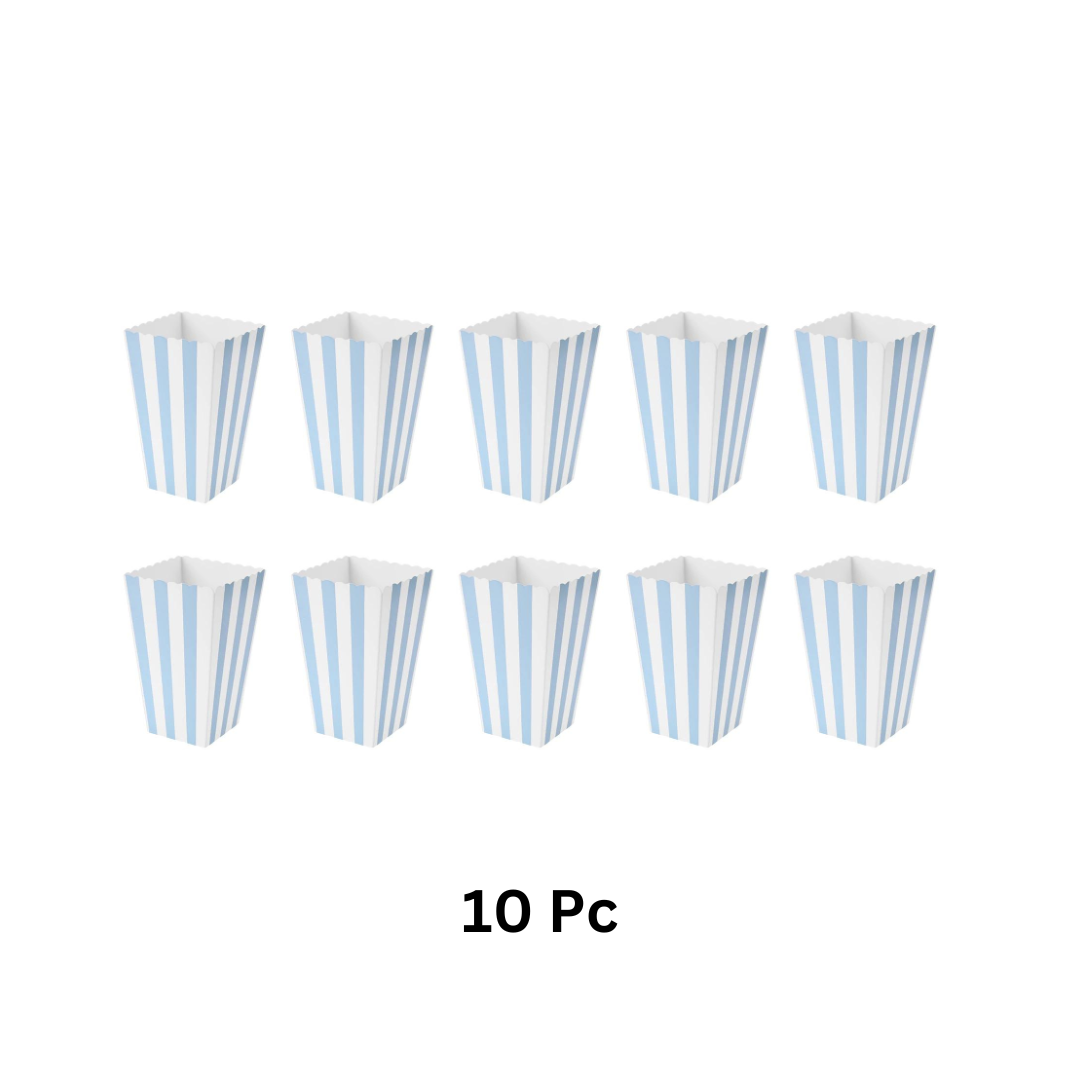 Striped Popcorn Holders Blue - 10PC