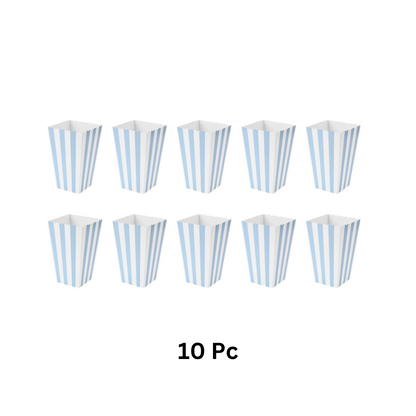 Striped Popcorn Holders Blue - 10PC